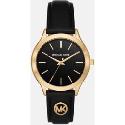 Michael Kors Reloj de mujer slim runway mk7553 de piel. Negro