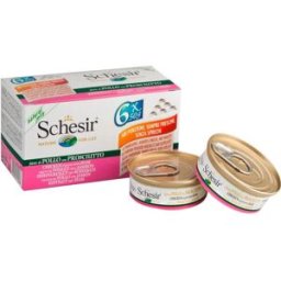Schesir Adult Filetes de Pollo con Jamón en Gelatina Lata para Gatos 50 gr