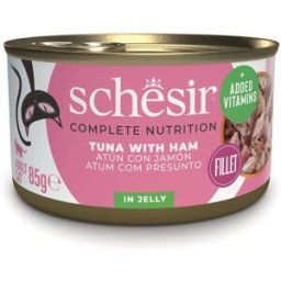 Schesir Adult Atún con Jamón en Gelatina Lata para Gatos 12 x 85 gr