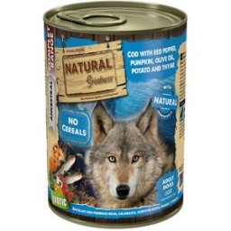 Natural Greatness Adult Light Bacalao con Pimiento Rojo, Patata y Tomillo Perros Latas 6 x 390 gr