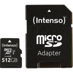 INTENSO 3424493 - Tarjeta de memoria microSDXC de 512GB, Intensiso Class 10, UHS-1