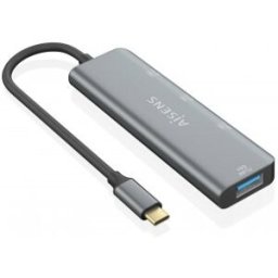 Aisens Hub USB 3.2 Gen2 10G USB-C, USB-C/M-1xUSB-C/H-3xUSB-A/H, Gris, 15 cm