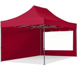 TOOLPORT 3x4,5 m Carpa plegable, PREMIUM acero 40mm, 2 laterales incl. con ventanas panorámicas, rojo - (600057)