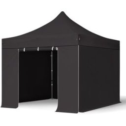 TOOLPORT 3x3 m Carpa plegable, PREMIUM acero 40mm, 4 laterales incl. sin ventana, negro - (600003)