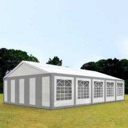 TOOLPORT 5x10 m Carpa para fiestas, PE 450, gris-blanco - (91124)