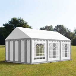 TOOLPORT 4x6 m Carpa para fiestas, PVC 700, gris-blanco - (6096)