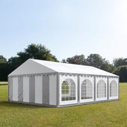 TOOLPORT 5x8 m Carpa para fiestas, PVC 750, con base reforzada, gris-blanco - (7181)
