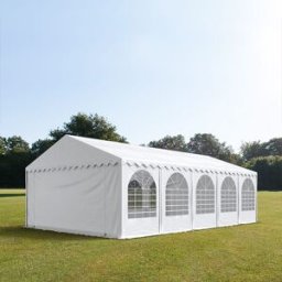 TOOLPORT 5x10 m Carpa para fiestas XXL, altura lateral 2,6m, PVC 800, con base reforzada, blanco - (8531BL)