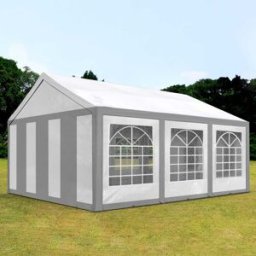 TOOLPORT 4x6 m Carpa para fiestas, PE 450, gris-blanco - (91121)