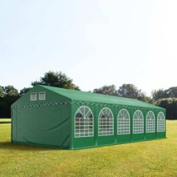 TOOLPORT 6x12 m Carpa para fiestas XXL, altura lateral 2,6m, PVC 1400, con base reforzada, verde oscuro - (5299)