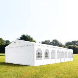 TOOLPORT 7x28 m Carpa para fiestas XXL, altura lateral 2,6m, PVC 1400, con base reforzada, blanco - (578633)