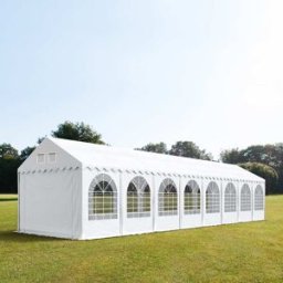 TOOLPORT 4x24 m Carpa para fiestas XXL, altura lateral 2,6m, PVC 1400, con base reforzada, blanco - (581801)