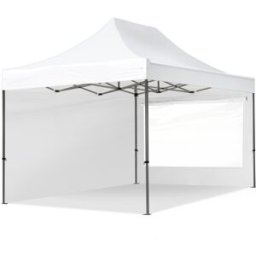 TOOLPORT 3x4,5 m Carpa plegable, PREMIUM acero 40mm, 2 laterales incl. con ventanas panorámicas, blanco - (600060)