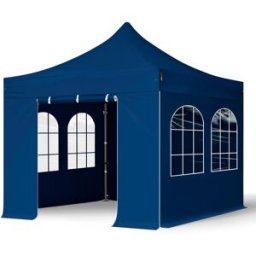 TOOLPORT 3x3 m Carpa plegable, PREMIUM acero 40mm, 4 laterales incl. con ventanas de arco, azul - (600009)