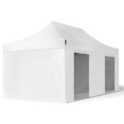 TOOLPORT 3x6 m Carpa plegable, PREMIUM acero 40mm, 4 laterales incl. sin ventana, blanco - (600084)