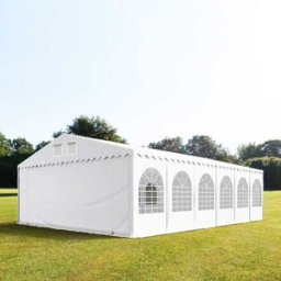 TOOLPORT 8x12 m Carpa para fiestas XXL, altura lateral 2,6m, PVC 1400, con base reforzada, blanco - (5206)