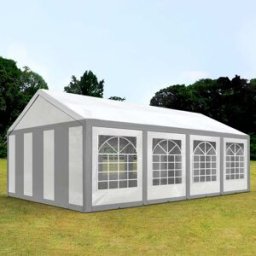 TOOLPORT 4x8 m Carpa para fiestas, PE 450, gris-blanco - (91122)