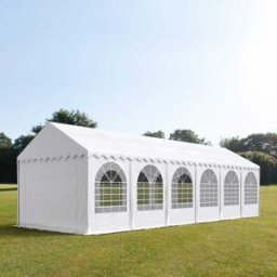 TOOLPORT 4x12 m Carpa para fiestas XXL, altura lateral 2,6m, PVC 1400, con base reforzada, blanco - (8187)
