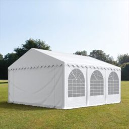 TOOLPORT 6x6 m Carpa para fiestas XXL, altura lateral 2,6m, PVC 1400, con base reforzada, blanco - (7682BL)