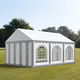 TOOLPORT 3x6 m Carpa para fiestas, PVC 750, con base reforzada, gris-blanco - (7239)