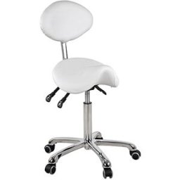Taburete de Belleza Tipo Pony Dynamic: Diseño ergonómico y elegante y tres pistones que regulan la altura e inclinación del respaldo y el asiento