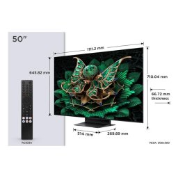 TV TCL QD Mini LED 50C7K 50" 4K Ultra HD 120Hz Smart TV Google TV HDR10 Dolby Vision