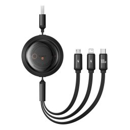 Cable Baseus Free2Draw 3 en 1 USB a Micro+Lightning+USB-C 100W 1,1 m negro