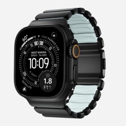 Pulsera Nomad Stratos Band Titanio Negro 49mm Icy Blue Glow para Apple Watch