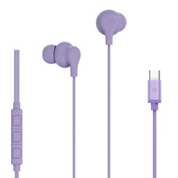 Auriculares Celly UP1600TYPECVL con cable USB-C, micrófono y control volumen, violeta