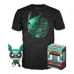 Funko Pop & Tee My Hero Academia Deku Primer Traje de Héroe con Casco + Camiseta Talla L