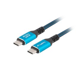 Cable USB4 Lanberg CA-CMCM-45CU-0010-BK 1m 40Gbps 240W Trenzado Algodón USB-C a USB-C Negro/Azul