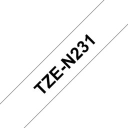 Cinta Brother TZ TZE-N231 Negro sobre Blanco 12mm Transferencia Térmica No Laminada