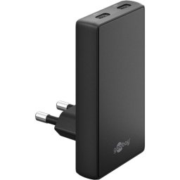 Cargador Goobay 75725 Interior 65W 2 Puertos USB-C Carga Rápida Power Delivery Negro