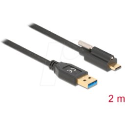 DELOCK 84031 - Cable USB 3.0, a macho a macho C, tornillos superiores, 2 m