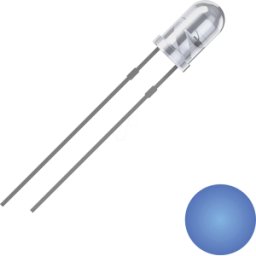 QUADRIOS QUAD 2111O175 - LED de 3 mm con cable, azul, 2500 mcd, 25°.