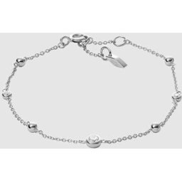 Fossil Pulsera de cadena de mujer de plata de ley con brillantes. Plateado