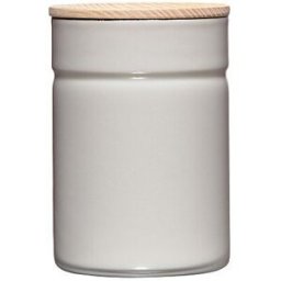 Riess Recipiente hermético - Recipiente de almacenamiento de esmalte con tapa de madera de fresno Truehomewear 12 cm 525ml gris