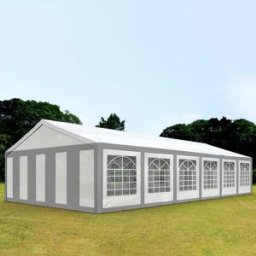 TOOLPORT 6x12 m Carpa para fiestas, PE 450, gris-blanco - (91125)