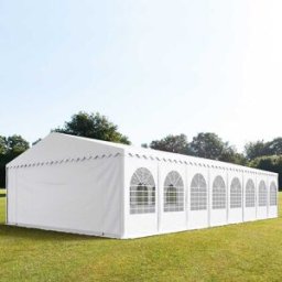 TOOLPORT 8x32 m Carpa para fiestas XXL, altura lateral 2,6m, PVC 1400, con base reforzada, blanco - (49247)