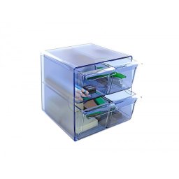 Archicubo archivo 2000 4 cajones organizador modular plastico azul transparente 190x150x150 mm