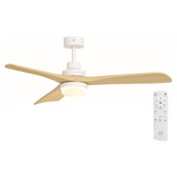 Soler & Palau HTD-135 DC OAK Ventilador de Techo con Luz y Mando a Distancia 56W Blanco/Roble Claro