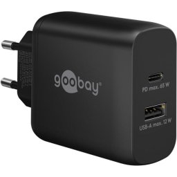 Cargador Rápido Dual USB-C PD GaN 65W goobay 65409