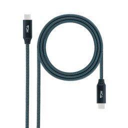Nanocable Cable USB 3.2 Gen2x2 20Gbps 5A/100W 4K/60Hz USB-C Macho/Macho 1m Verde Azulado/Negro