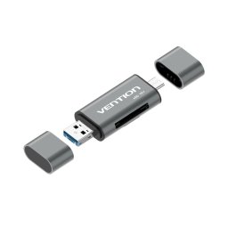 Lector de Tarjetas Vention CCHH0 USB 3.0 Aluminio Gris 5000 Mbit/s Multi-Interfaz