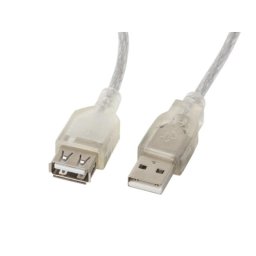 Cable USB 2.0 Lanberg CA-USBE-12CC-0018-TR 1,8m USB A macho a USB A macho Transparente