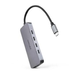 Hub USB-C Nanocable 10.16.4505 4x USB-C 3.2 Gen 2x1 PD 100W Aluminio Gris 10cm