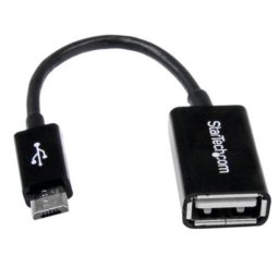 Adaptador USB OTG StarTech 12cm Micro USB B a USB A Negro Plug and Play