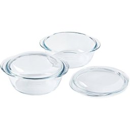 Set De 2 Cocottes Redondas De Vidrio Borosilicato Pyrex, 1,6 L Cada Una, Ø 27 Cm. Transparente, Resistentes A Arañazos Y Bpa-free. Apta Para Congelador, Horno, Microondas Y Lavavajillas
