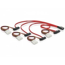 Cable Mini SAS 36pin a 4x SAS 29pin DeLOCK 0,5 m Rojo