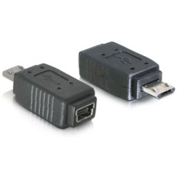 Adaptador DeLOCK USB micro-B macho a mini USB 5-pin hembra negro